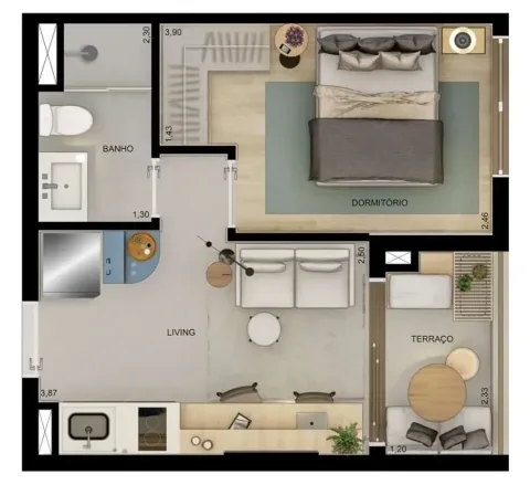 Apartamento para alugar 1 quarto, 26 m² em Vila Clementino, São Paulo